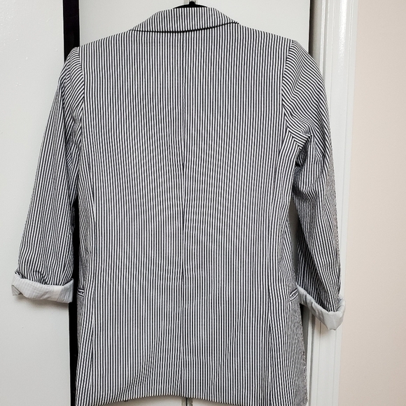 H&M cotton striped career work open front  blazer - Picture 5 of 12